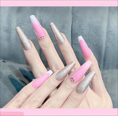 China Lovely Mobray Designed Reusable Pink Nude False Nails Short Custom Acrylic Press On Nails Artificial Nails With Glue For Woman for sale