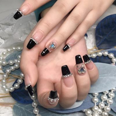 China French Wholesale Long Coffin Acrylic French Style Artificial Nail Art Lastrose Custom Logo Luxury False Press On Nails for sale