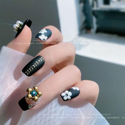 China Nail Art Beauty DIY mix rose gold beads charms resin floral nail acrylic flower decorations 3d resin flowers for nail art for sale