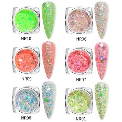 China Nail Art Beauty DIY Hot-selling nail decoration 12 color shell paper colorful shell powder cellophane irregular nail art sticker decoration for sale