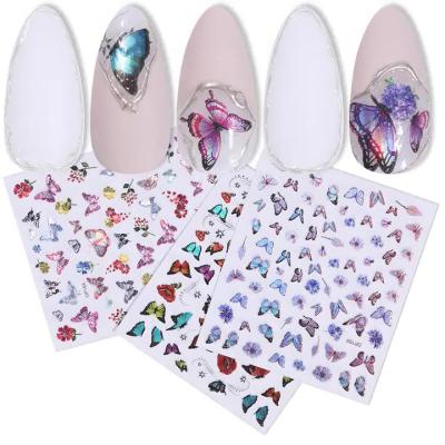 China Paper Hot high quality stickers wholesale DIY 3d Nail Decals Butterfly  Nail Art Stickers for goods for sale