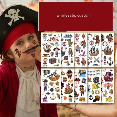 China Temporary Custom pirate Non Toxic Waterproof Tattoo Cartoon Pirate Arm Face Tattoo Stickers For Kids for sale