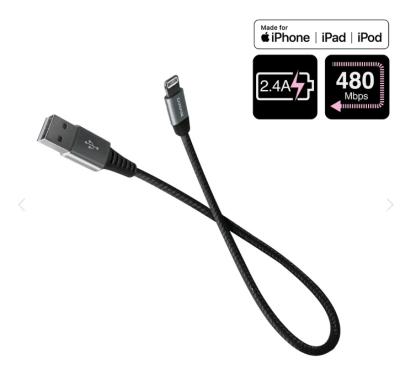 China Mobile phone LA89 METALLIC to USB-A cable 28cm for sale