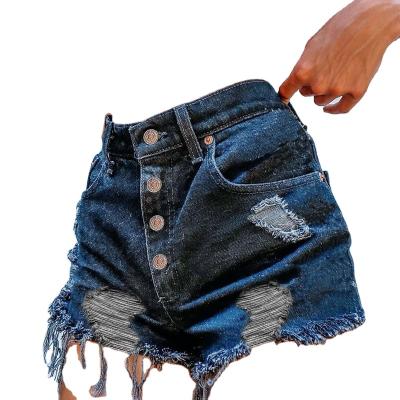 China Waterproof Wholesale custom design hot selling sexy printed graffiti plus size fashion ripped women casual jeans shorts for women for sale