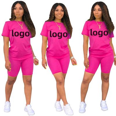 China QUICK DRY 2022 Custom Logo Two Piece Set Women Clothing Short Tracksuit Wholesale T-shirt Shorts Sets Customized Outfits 2 Piece Set Women for sale