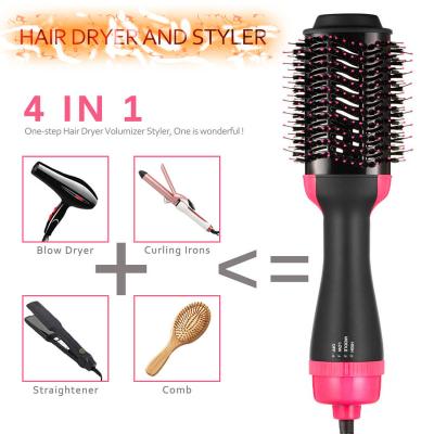 China Ionic Pro 4 in 1 Curler One Step Hair Volumizer Salon Dryer Styler Hot Heat Air Comb StraightenerDryer Straightener Brush for sale