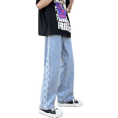 China Men's breathable jeans male Korean version of the trend pendant feeling loose straight leg pants INS brand soft wide leg pants for sale