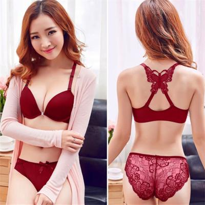 China QUICK DRY butterflies, backlit beautiful face, small breasts, gathered and thickened steel ring bra set, sexy lingerie ladies for sale