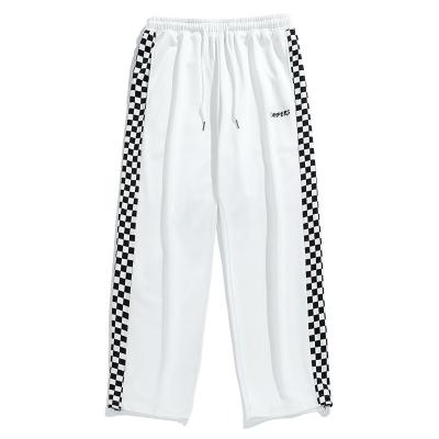 China Breathable Checkerboard Patchwork Pants Stretch Straight Casual Pants for sale