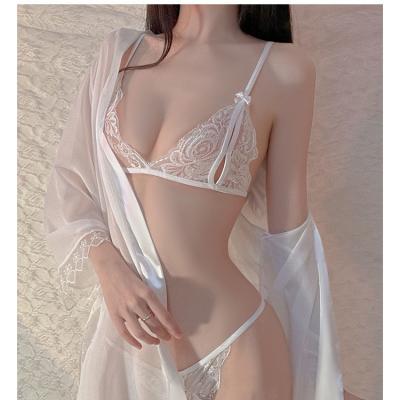 China Spandex/polyester low appeal underwear charm chest dew breast temptation 3 point long dress 3 sets for sale