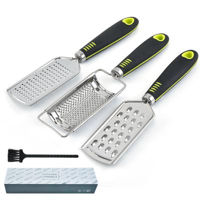 China Sustainable Stainless Steel 3 Lemon Zester Cheese Grater Kitchen Accessories Set for sale