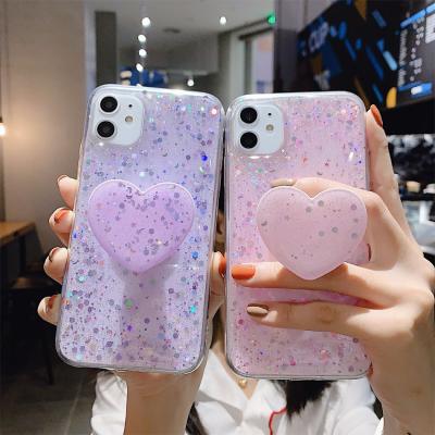 China Earphone Storage Box Cover For AirPods 1/2 Bling Glitter Phone Case For iPhone 11 11 Pro XS Max 6 6s Max 7 8 Plus Pro XR XS Max Case With Glitter Glitter Funda Cover support support star for sale