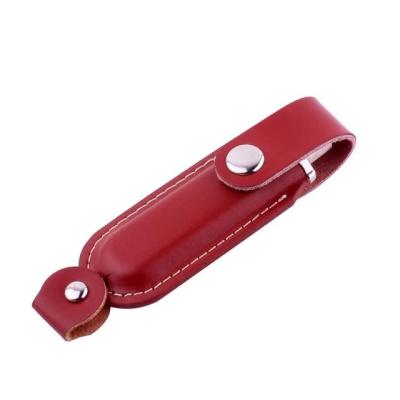 China USB 2.0 Single PVC Promotion Fashion Buckle Cover Leather Flash Drive 4GB 8GB 16GB 32GB 64GB 128GB External Storage Memory Stick New for sale