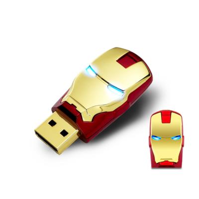 China New Super Man PVC Silver Gold Pendrive Real Iron Man Metal USB Head Drive 2.0 Capacity Micro Photo Flash Stick Computer Disk Storage for sale