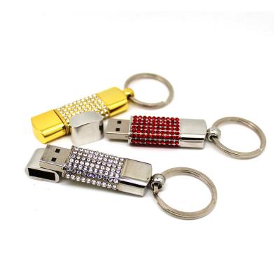 China Key Chain 32gb 16gb 8gb 4gb USB 2.0 Crystal Pen Drive Diamond Metal Flash Drive 64GB Mini Pendrive Memory Stick for sale