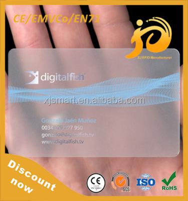 China Convenient in carrying Permier IC card full color transparent printing/transparent IC card/business PVC cards for sale