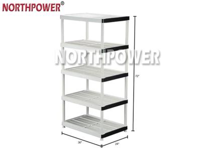 China Suitable For Outdoor HDX 36X24X61 4-Tiered Ventilated Plastic Storage Shelving Unit With Raised Feet And Tool-Free Assembly for sale