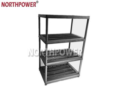 China Suitable for outdoor 36*24*61 inch plastic shelf, 4 tire plastic shelving unit, plastic storage shelf for sale