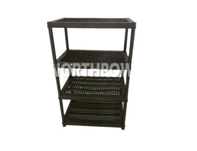 China Suitable for outdoor 36*24*53 inch plastic shelf, 4 tire plastic shelving unit, plastic storage shelf for sale