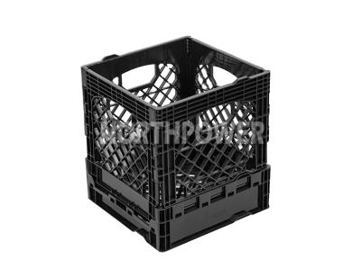 China Heavy Duty 16 Mesh Collapsible Quart Folding Storage Agricultural Fruit Milk Crate Beer Vegetable Wine Crate for sale