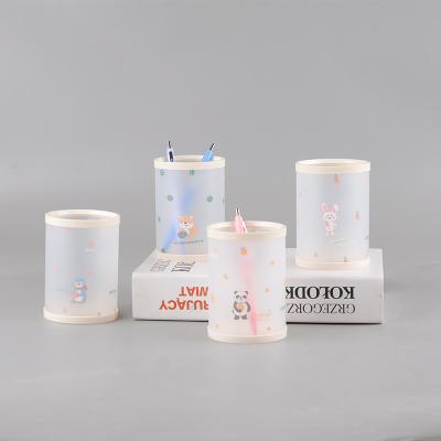 China Creative Cute Novelty Storage Pen Holder Eco-friendly Plastic Cartoon Hot Selling Office Desktop Cylinder for sale