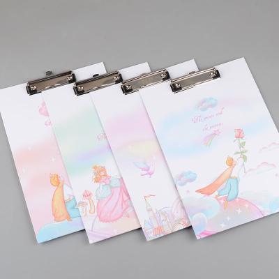 China Eco-friendly Fashion Painting Office Student Stationery Paper A4 Durable Cardboard Clip Board for sale