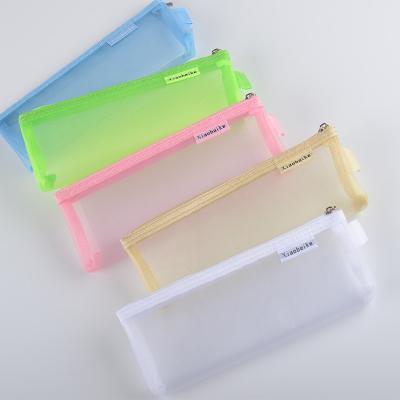 China Wholesale Eco-friendly Transparent Stationery 10 Colors School Cute Soft Zipper Mesh Pencil Bag for sale