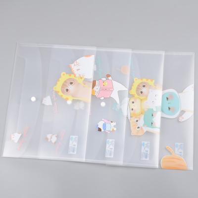 China Wholesale Eco-friendly Current Clear Plastic Document Bag Cute Cartoon A4 Folder Bag PP File Envelope Bag for sale