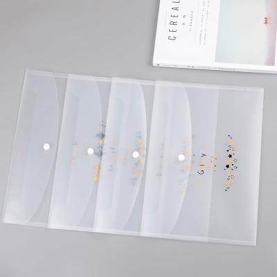 China Factory Direct Eco-Friendly PP Stationery Clear Button Folder Bag A4 Document Portfolio Folders Folder Envelopes for sale