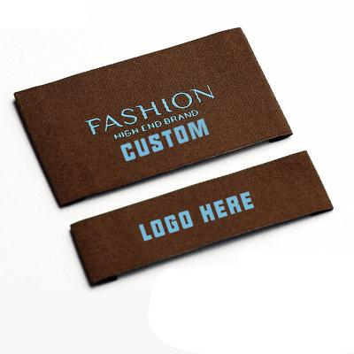 China Custom Made Viable Satin Woven Packaging Label Logo For Apparel for sale