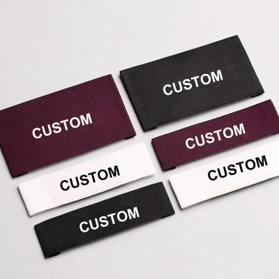 China Viable Customized Private Logo High Density Fabric Garment Labels, Wholesale Custom Woven Fabrics Ribbon Satin Care Label Labels for sale