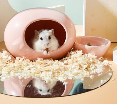 China New Summer House Squirrel Hamster Nest Drinking Bowl Ceramic Hamster Nest Ceramic Sustainable Pet Food Bowl Creative Wholesale for sale