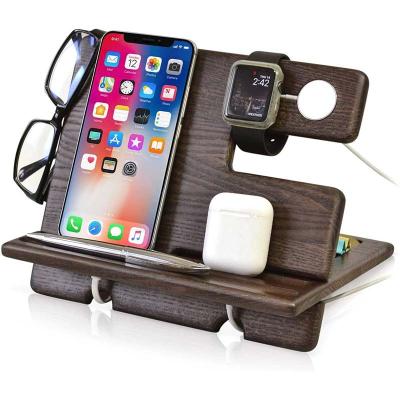 China Flexible Wooden Cell Phone Holder, Wallet Holder Key Chain Watch Stands Husband's Birthday Father's Birthday Gift for sale