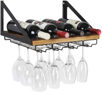 China Europe Wooden Wall Mount Wine Rack With Glass Rack for sale