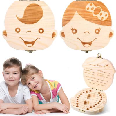 China Cheap Customizable Wooden Tooth Storage Rack Child Kids Tooth Keepsake Box Milk Tooth Box Europe Factory Sale for sale