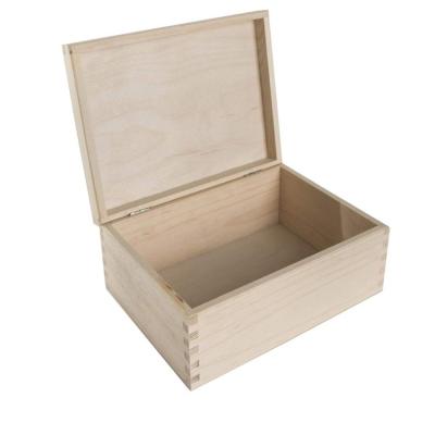 China Jewelry Sotrage Rectangular Simple Untreated Decorative Pine Natural Wooden Jewelry Display Box for sale