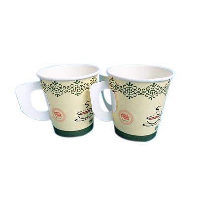 China 7oz Disposable Disposable Coffee Custom Paper Cup With Butterfly Handle for sale