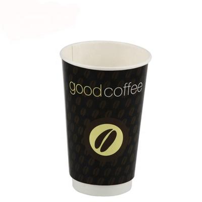 China Logo Printed Double Wall Paper Disposable Disposable Coffee Cup With Lids for sale