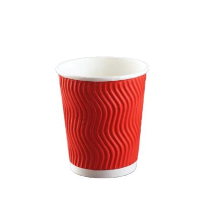 China 8oz 12oz 16oz Disposable Full Color Paper Cups PrintingTake Away Thick Ripple Wall Coffee Paper Cups for sale