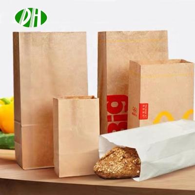 China Brown Kraft Disposable Wholesale Custom White Fast Food Square Bottom Paper Lunch Bags for sale