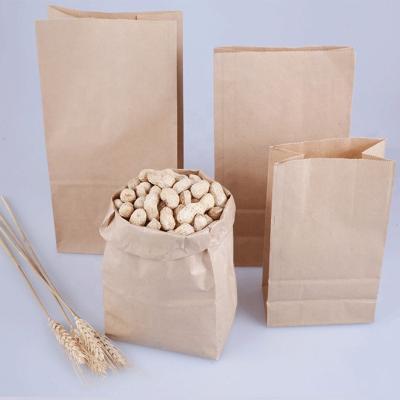 China Brown Food Packaging Disposable Greaseproof Paper Square Bottom Bags Without Handle for sale