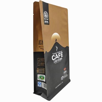 China Food Grade Food Snack Stand Up Pouch Heat Seal Flat Bottom Recyclable Coffee Beans Tea Pouch for sale