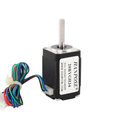 China silver mini motor 34MM 0.8A nema8 stepper motor 20BYGH34 linear stepper motors external for different instrument accessories 20*20*34mm for sale