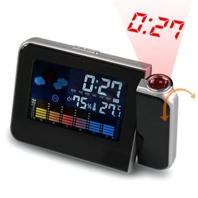 China Multi Function Digital Projector Alarm Clock Digital Europe Time Calendar Projector Screen Color Screen Desktop Display for sale