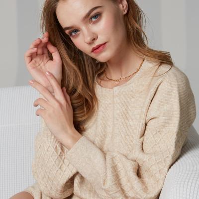 China ZM02F1A260 Top Fashon Round Neck Breathable Sleeve Breathable Women Knit Pullover Sweater for sale