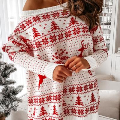 China Most Popular Pattern Breathable Jacquard If Oversized Women Ugly Christmas Sweater for sale