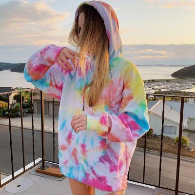 China Breathable Women Upper Popular Casual Clothes Tie Dye Fashion Oversized Sweatshirt Hoodies for sale