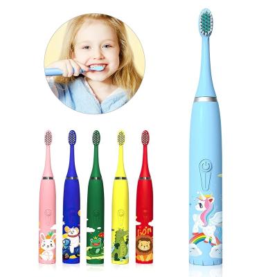 China Battery Operated Children Waterproof Baby Toothbrush 6 Modes Sonic Electric Kids Electric Toothbrush for sale