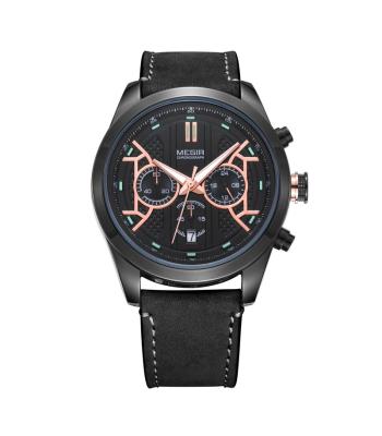 China Megir 3016 Brand Luxury Genuine Leather Strap Luminous Casual Watch Men's Water Resistant Watches for sale