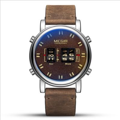 China Wholesale ODM WATCH High Quality Oem Custom Logo Bearing Chronograph Watches Men's Megir Genuine Leather Watch 2137 for sale